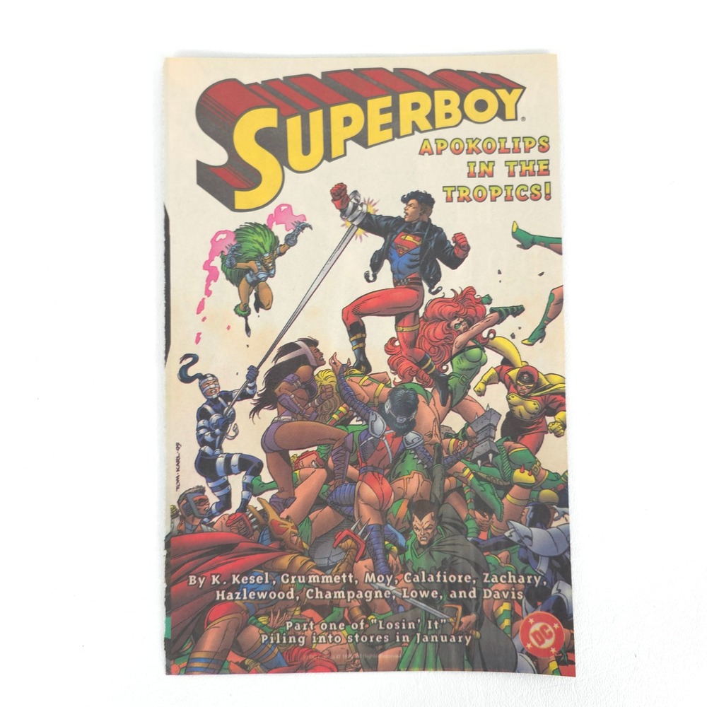 Superboy Print Ad Apokolips in the Tropics DC Comics 1990s Promo Art 6.25x10.25